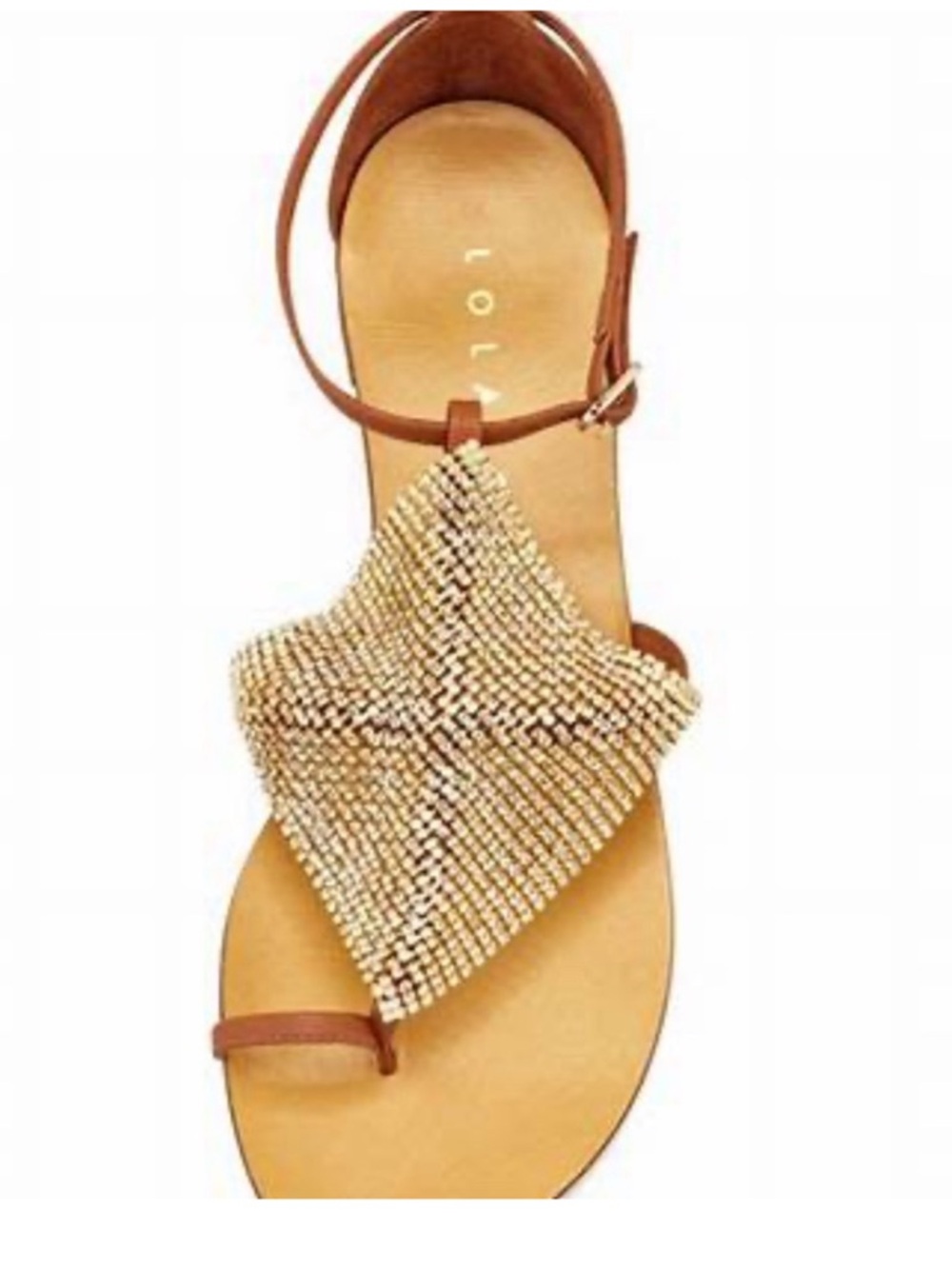 Lola Cruz mesh gold jeweled sandal - Picture 2 of 5